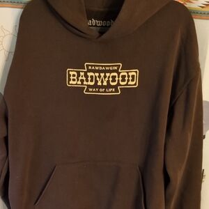Badwood Brown Pullover Hoodie with Center Logo